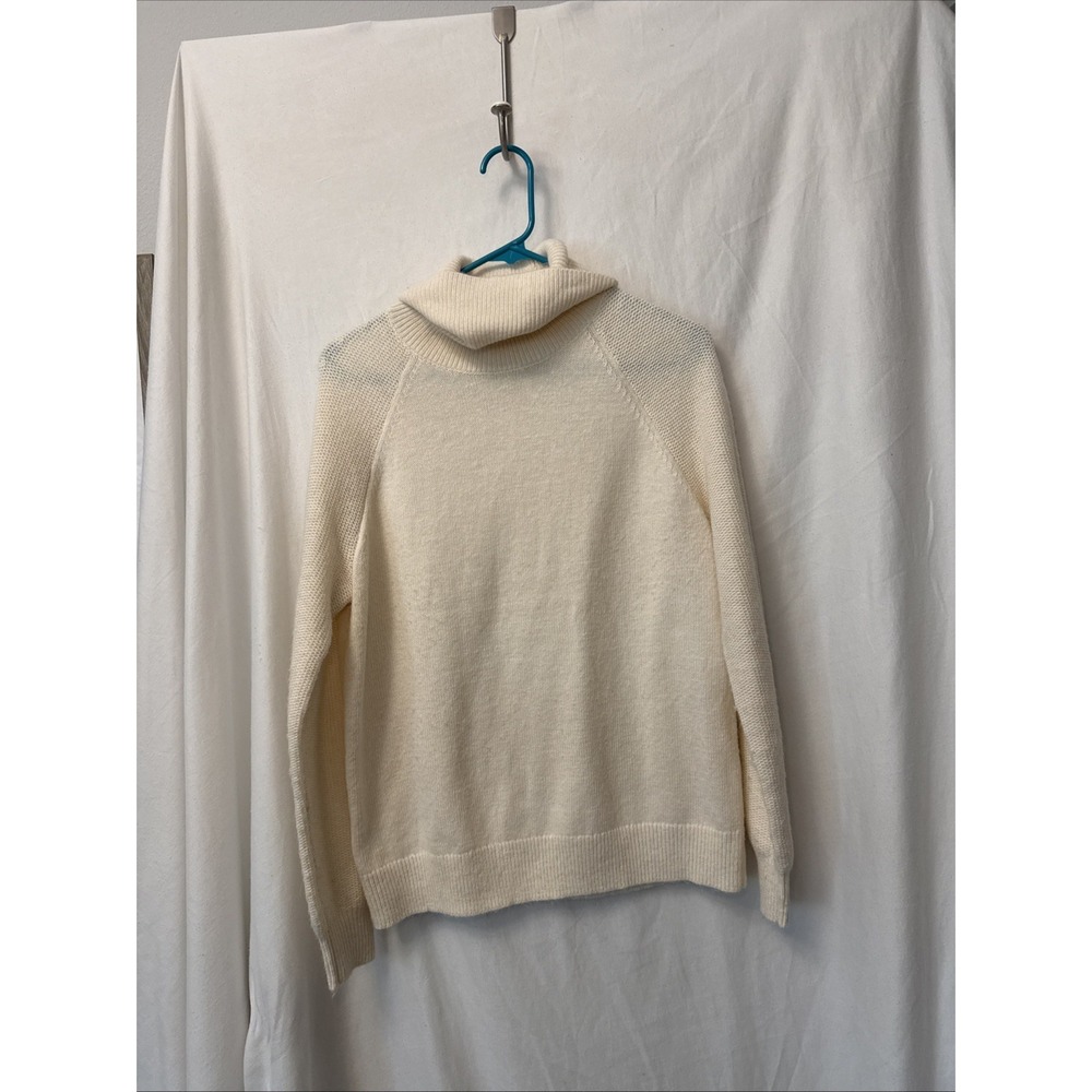 LOFT Womens Ivory Cream Cowl Neck Sweater Long Sleeve Knit Pullover Size L